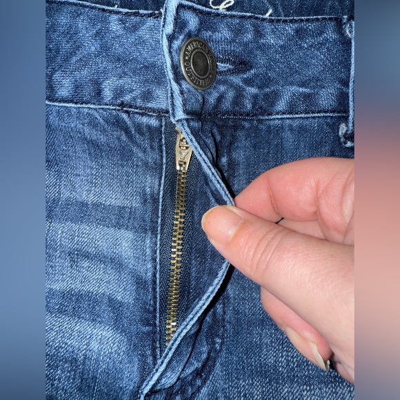 American Eagle jean shorts women’s sz 12 zippers Blue Wash Y2K emo grunge - Picture 9 of 11